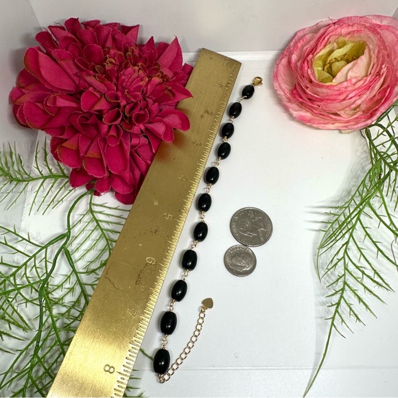 NEW⚜️Black Glass Beaded Link Bracelet - Picture 4 of 4